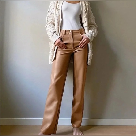 Wilfred Pants - Wilfred Aritzia The Melina Faux Leather Pant in Mocha Size 00